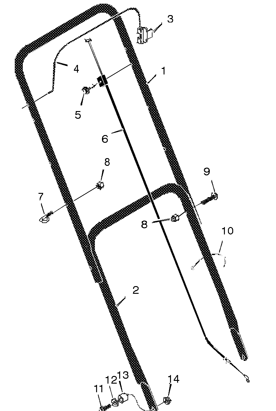 Handle Assembly Diagram and Parts List for 20101X192A 1997 Briggs and Stratton Lawn Mower